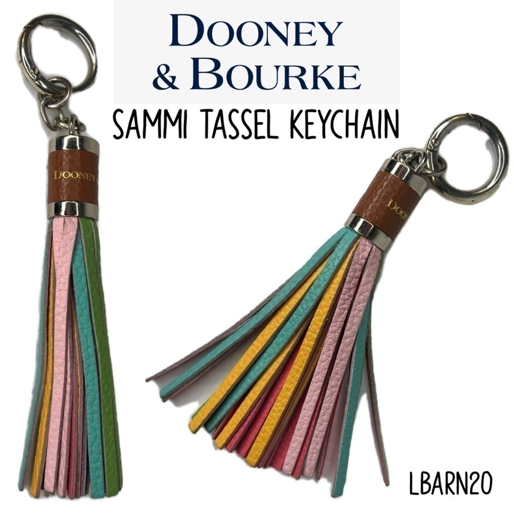 Dooney & Bourke Sammi Tassel Leather Keychain Key Fob Purse Charm multicolor